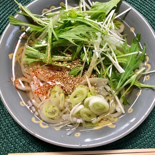 お夜食に！！ヘルシー水菜うどん